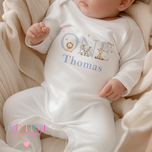Personalised 1st Birthday Bodysuit – Jungle Animal Baby Vest | Soft Cotton Babywear