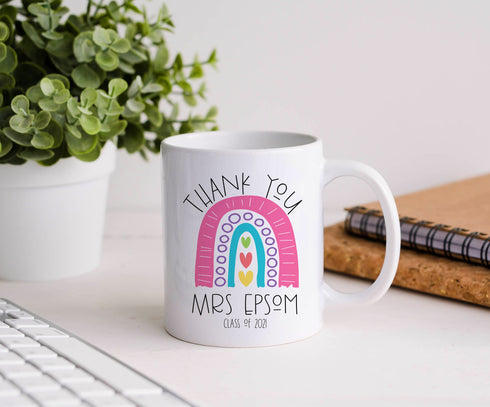 Thank You Teacher Mug – Personalised Ceramic Coffee Cup – End Of Term Gift