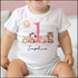 Personalised Pink Farm Animals First Birthday T-shirt Sleepsuit or Vest - Im One