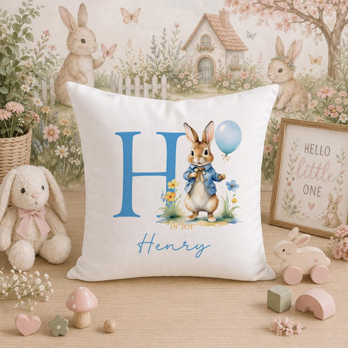 Personalised Alphabet Cushion – Custom Name Pillow – Bunny Nursery Decor Gift - Cushion cover only