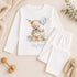 Personalised Teddy Bear Pyjamas – Baby Boy 1st Birthday PJs – Blue Beige Sleepwear - 6-12 months