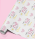 a repeating pattern of pink and white flowers, hearts, and the text "little miss Olivia" on a white background.