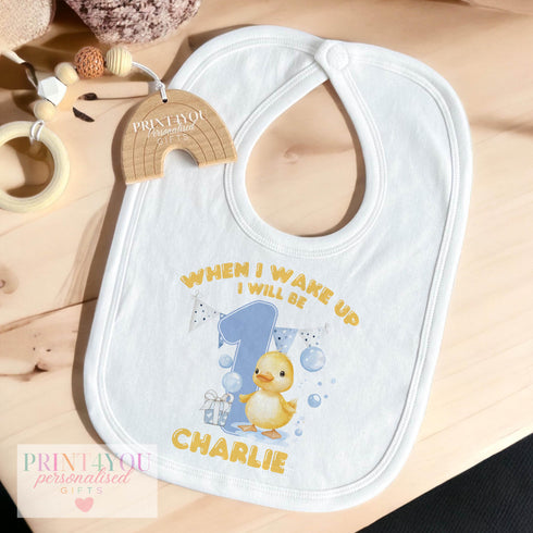 Personalised Fluffy Duck Sleepsuit Vest Perfect First Birthday Outfit