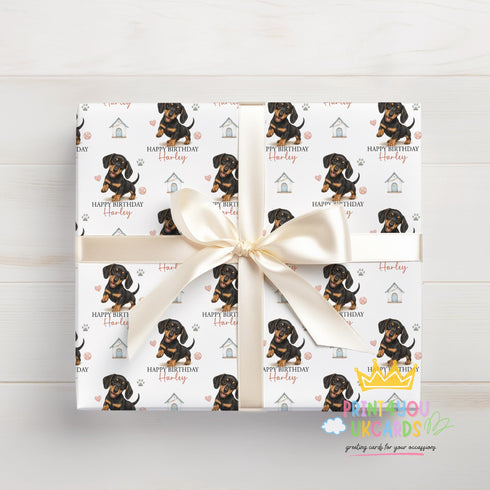 Personalised Dachshund Wrapping Paper | Birthday Gift Wrap, Custom