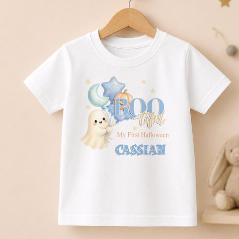 Personalised First Halloween Outfit, Cute Ghost Vest, Sleepsuit