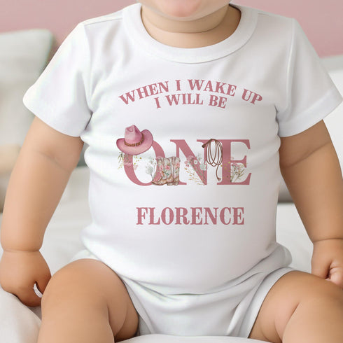 Personalised My First Rodeo T-Shirt for Girls - Pink Cowgirl Style Vest Sleepsuit or Pyjamas