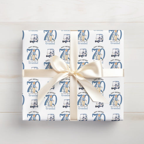 Personalised Golf Wrapping Paper, Custom Name Age Gift For Men