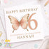 Personalised Butterfly Birthday Card – Gold & Blush Design, Custom Name & Age