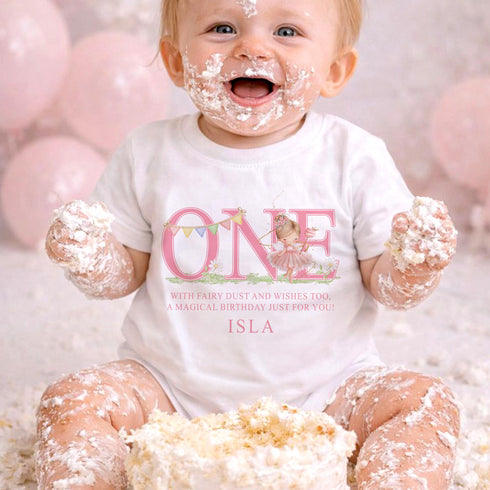 First Birthday Outfit Girl – Personalised Fairy Baby Vest – Soft Cotton Baby Clothes