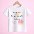 A white t-shirt with a birthday message printed on it, celebrating a 30th birthday.