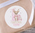 Personalised Christmas Stickers, Pink Reindeer 1st Gift Xmas Labels,White Gloss 5cm Stickers, Perfect for Xmas Party Bags & Gift Wrapping