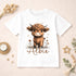 Personalised Highland Cow T Shirt, Cute Cow Kids Name Tee, Farm Animal Shirt for Children, Custom Name Top Boys Girls Gift
