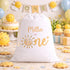 Personalised Birthday Sack – Sunshine Birthday Bag – Custom Name Drawstring Gift Sack - A3 White Sack