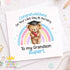 Personalised nursery leavers card for grandson with teddy bear graduation hat and rainbow, last day nursery card blue design with name