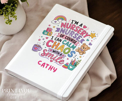 Nursery Nurse Gift – Personalised A5 PU Leather Notebook – End of Term Thank You