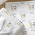 Personalised Christmas wrapping paper featuring a cute polar bear with a snowman, custom name and relation Christmas gift wrap.