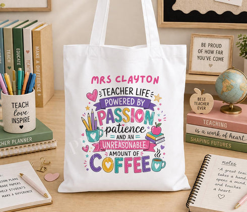 Personalised Teacher Tote Bag – Funny Teacher Quote Cotton School Tote Gift UK