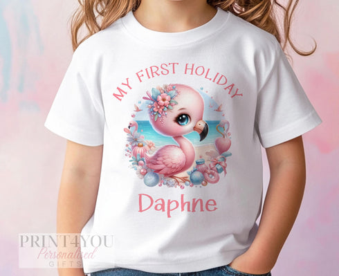 Personalised Flamingo T-Shirt for Kids Custom Name Cotton Tee 6m-10yrs Summer Outfit