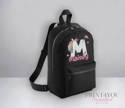 Personalised Kids Backpack, School Rucksack, Nursery Bag, Other colours, Unicorn Initial and name