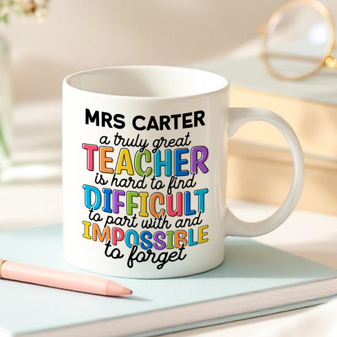 Personalised Teacher Mug – Custom Name Coffee Cup – Thank You Teacher Gift