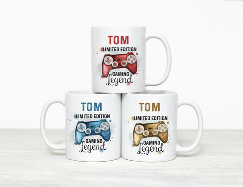 Personalised Gaming Mug – Ceramic Coffee Mug With Unique Gamer Gift Design - Red