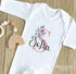 Personalised White Baby Toddler Bodysuit Vest Gift Set with Soft Pink Floral Initial Name