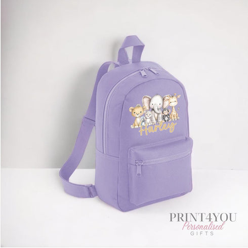 Personalised Safari Animal Kids Backpack | Custom Name Rucksack | Jungle Nursery Bag | Baby Toddler School Gift