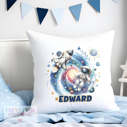 Personalised Boys Space Cushion Cover | Super Soft and Fully Washable | Perfect Gift | Gift for Boys | Space Bedroom Decor | Space Astronaut