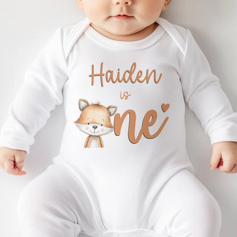 Personalised Fox First Birthday Outfit - Baby Vest Sleepsuit T-Shirt or Bib