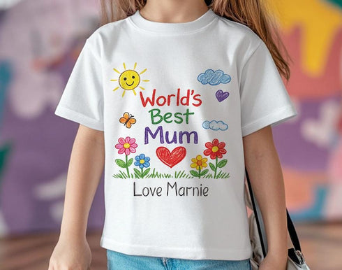 Worlds Best Mum T Shirt – Personalised Mothers Day Gift – Soft Cotton Tee - 6-12 months T-shirt