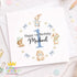 Personalised 1st Birthday Card – Blue Bunny Wreath, Custom Name Keepsake For Baby Boy - Front only