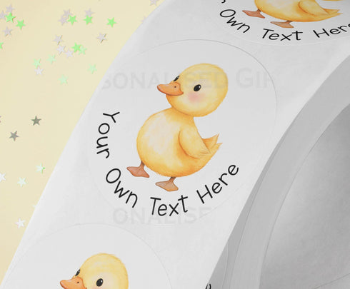 Personalised Yellow Duck Stickers - 5cm High Gloss Waterproof for Party Bags Gifts, Single duck