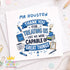 Funny teacher thank you card personalised with name, blue school themed card with books apple pencil, end of term thank you card for male teacher sir