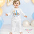 Personalised First Birthday Baby Pyjamas – 100% Cotton - Blue Safari