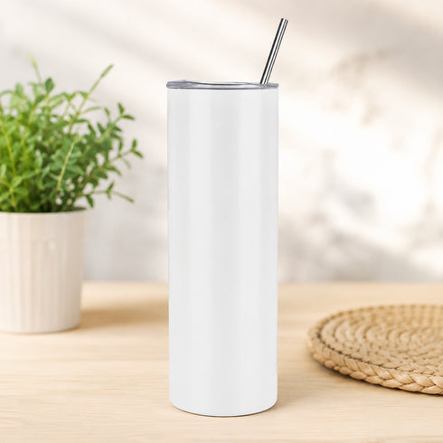 Product image showing white sublimation tumblers