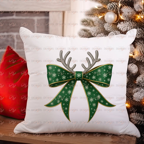 Christmas green Reindeer Bow Digital PNG Design
