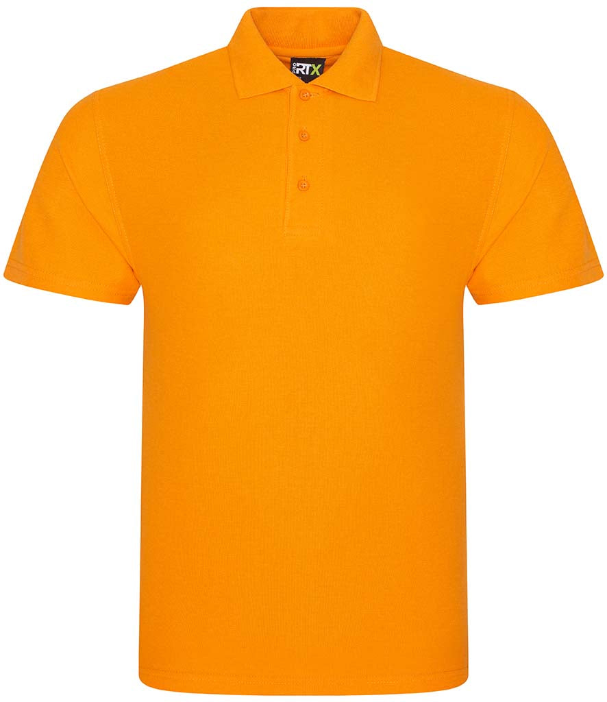 Orange personalised polo shirt, front view