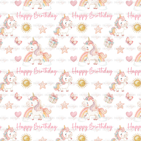 Seamless Unicorn Happy Birthday Pattern PNG – Exclusive Limited Edition (Only 40 Available)