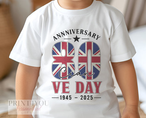 Personalised VE Day 2025 Unisex T-Shirt Ages 0-12