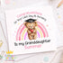 Personalised nursery leavers card with teddy bear graduation hat and rainbow, last day at nursery card for granddaughter with name
