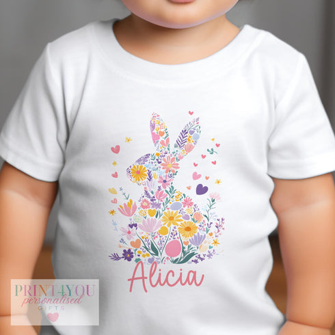 Easter Babygrow, Babies 1st Easter, My First Easter, First Easter sleepsuit, New baby gift, Easter baby outfit, Floral Bunny Rabbit