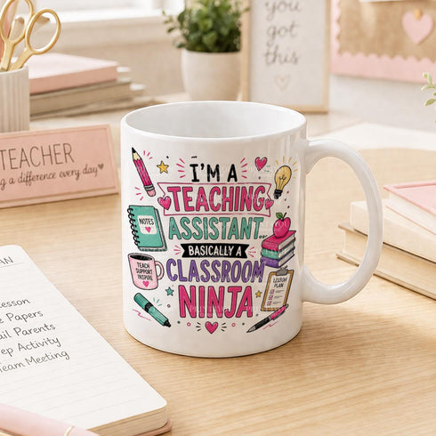 Teaching Assistant Mug – Funny TA Coffee Mug – Classroom Ninja Gift UK
