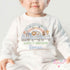 Personalised Safari Train First Birthday T-shirt, Sleepsuit, Vest or Bib, Blue Text