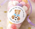 Personalised football teddy bear birthday stickers, boys party bag labels, football birthday thank you favour stickers