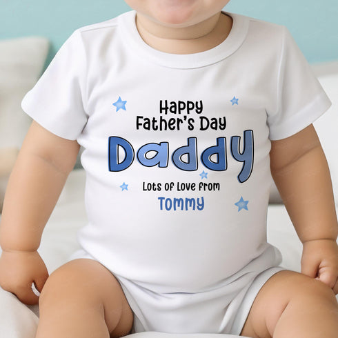 First Father's Day, New Dad Gift, 1st Father's Day Sleepsuit & Babygrow Bodysuit - Daddy's First Father's Day Keepsake, Personalised Baby