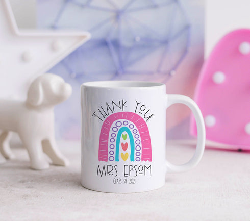 Thank You Teacher Mug – Personalised Ceramic Coffee Cup – End Of Term Gift