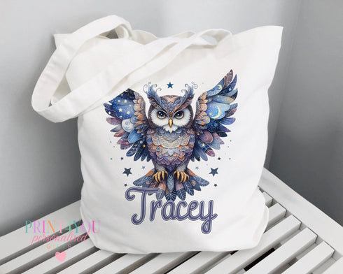 Personalised Owl Tote - Eco Friendly Cotton Shopping Bag With Highland Cow Design