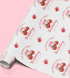 a repeating pattern of strawberries and bows on a white background.