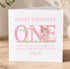 A personalized birthday card for a one-year-old girl named Isla. The card features a pink fairy and the word "ONE" in the center, along with a message about a magical birthday.