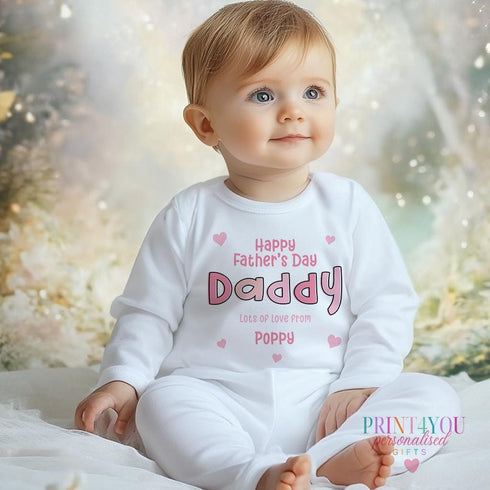 First Father's Day, New Dad Gift, 1st Father's Day Sleepsuit & Babygrow Bodysuit - Daddy's First Father's Day Keepsake, Personalised Baby